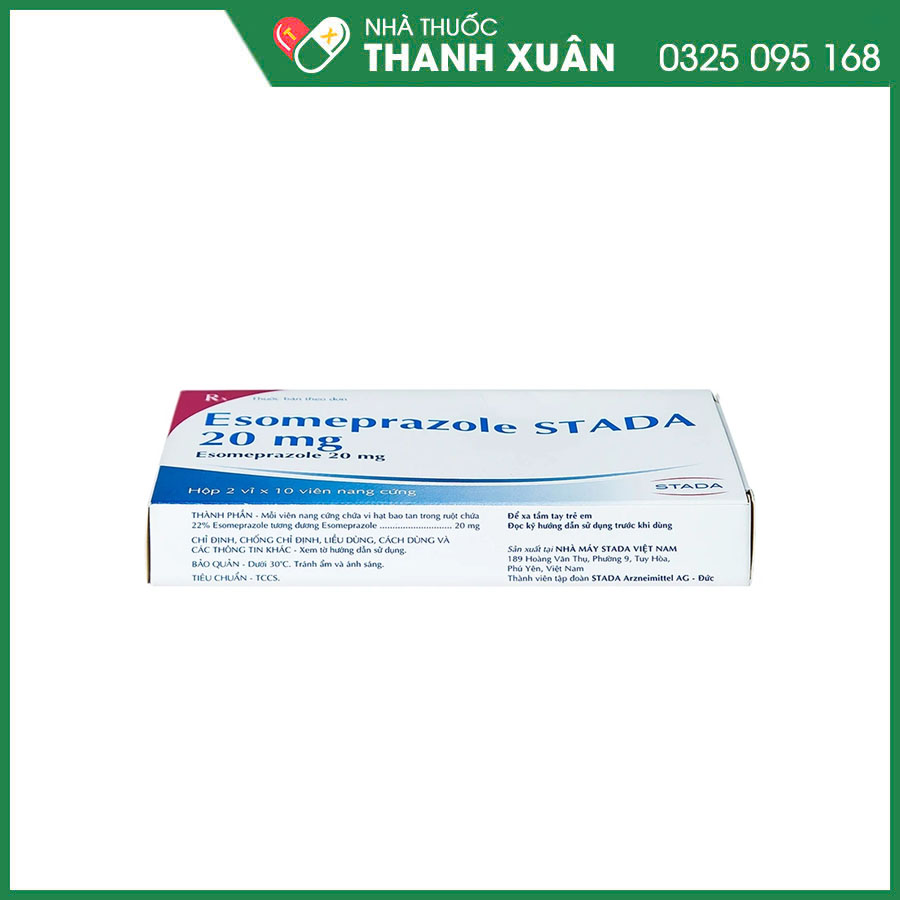 Esomeprazole Stada 20mg thuốc điều trị bệnh trào ngược dạ dày-thực quản, hội chứng Zollinger-Ellison, loét dạ dày-tá tràng